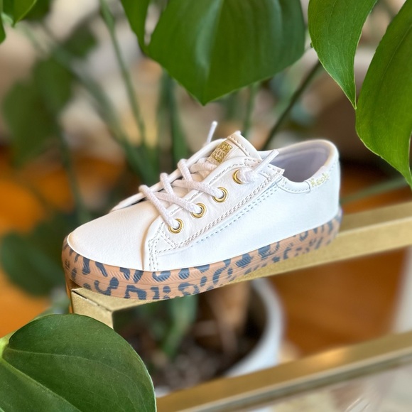 NWT Keds Special Edition Girls White, Gold & Leopard Sneakers w/ Velcro Size 6.5 - Picture 16 of 16